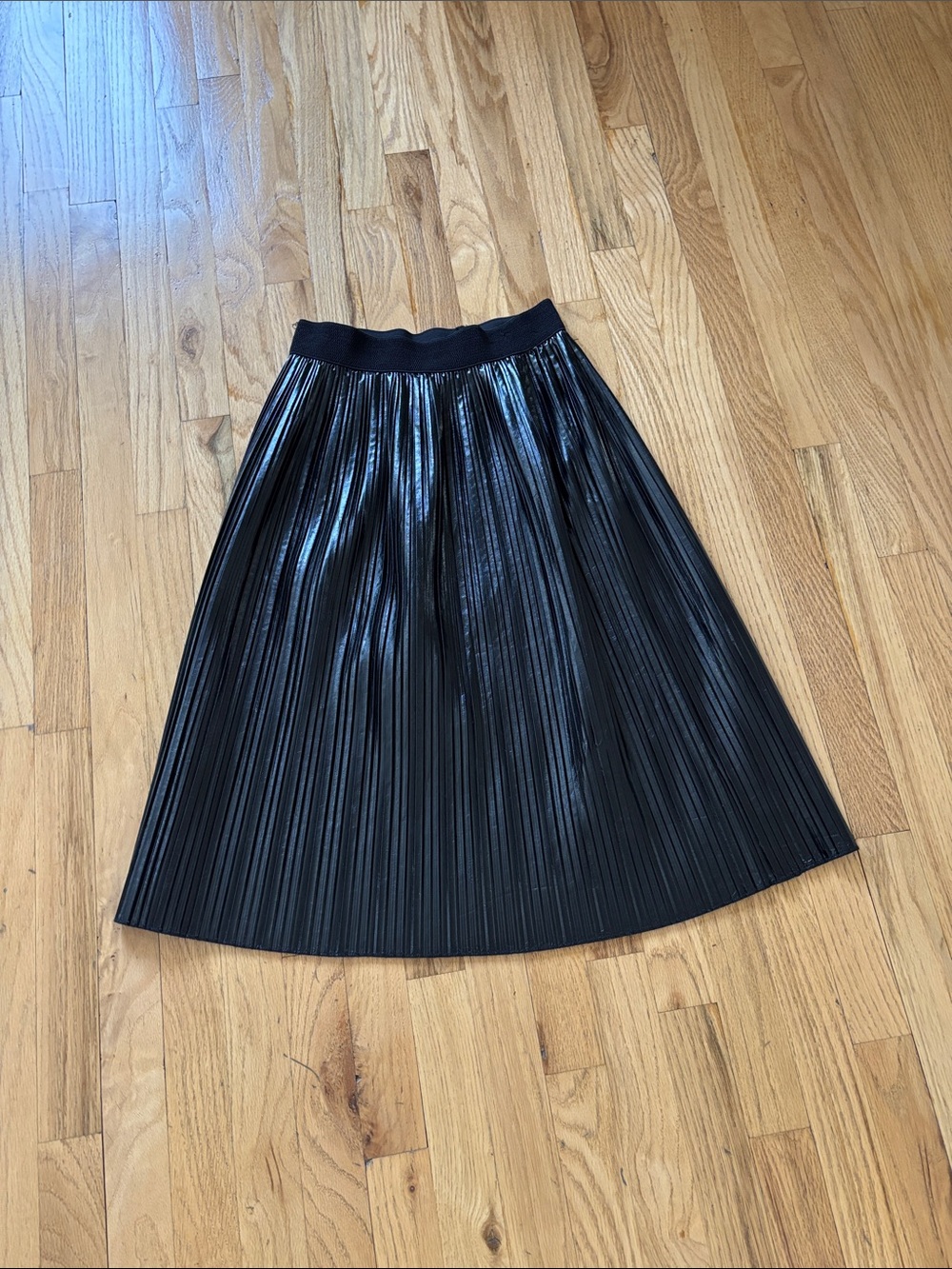 Zara Faux Leather Pleated Midi Skirt